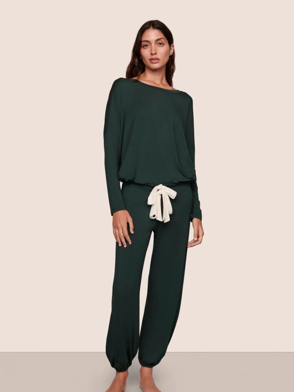 Eberjey Gisele Jersey Knit Slouchy Pajamas Dark Green Women’s Size Medium